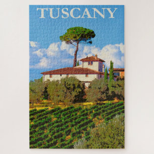 Quebra-cabeça Toscana Itália Viagens vintage Poster Villa Itali