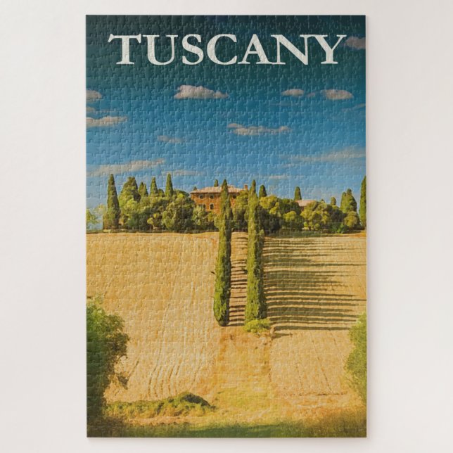 Quebra-cabeça Toscânia Itália Vintage Poster de viagens italiano (Vertical)