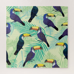 Quebra-cabeça Toucan Vintage, Ilustração Colorida.