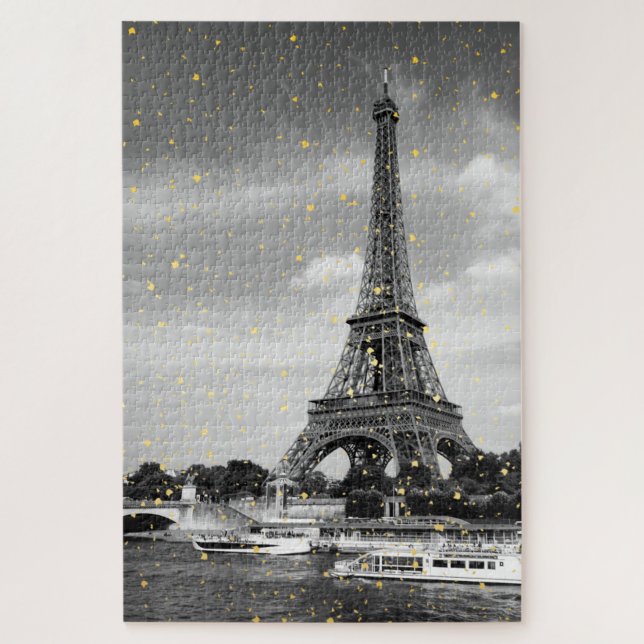 Quebra-cabeça Tour Eiffel, França - Black/ Faux Dourada Sprinkle (Vertical)