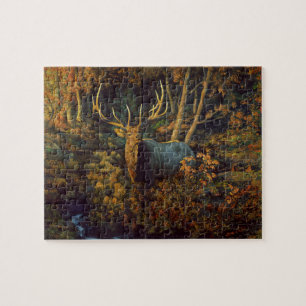 Quebra-cabeça Touro Elk na Floresta do outono