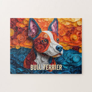 Quebra-cabeça Touro Terrier Paper Quilling Art Dog Retrato