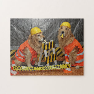 Quebra-cabeça Trabalhadores da construção do golden retriever