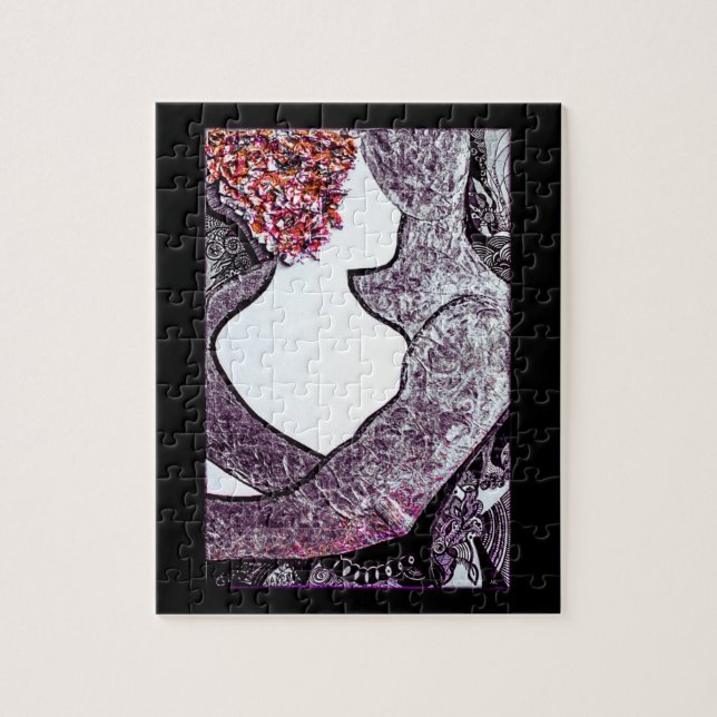 Quebra-cabeça Trabalho de arte de abraço entre casais, preto e b (Vertical)