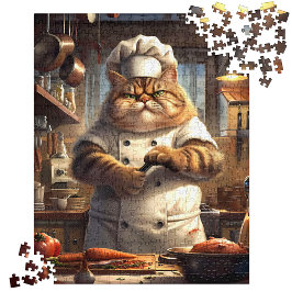 Quebra-cabeça Trabalho de arte de Chef Realista de Gato Marrom