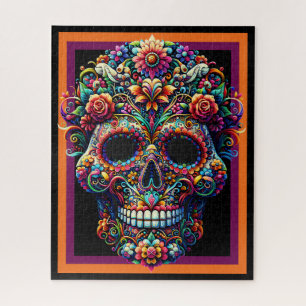 Quebra-cabeça Trabalho de arte de crânio de Açúcar Floral Vibran