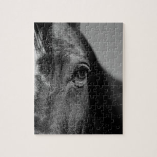 Quebra-cabeça Trabalho de arte de Olhos de Cavalo Branco Preto