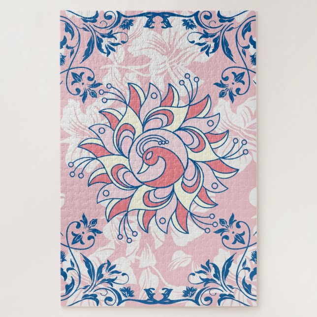 Quebra-cabeça Trabalho de arte Floral Rangoli Rosa (Vertical)