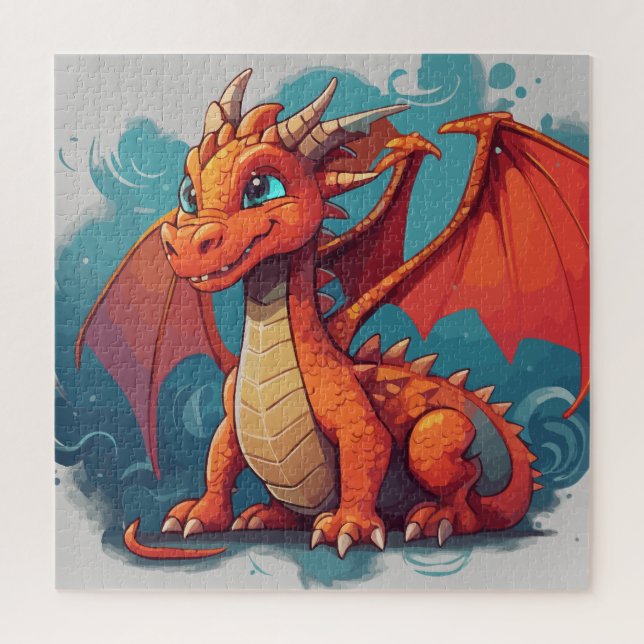Quebra-cabeça Trabalho de arte vermelha do dragão (Vertical)