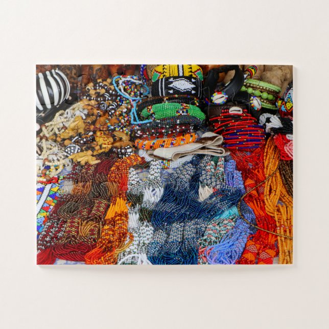 Quebra-cabeça Trabalho de orientação africano vibrante num merca (Horizontal)