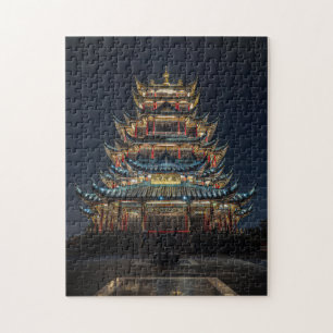 Quebra-cabeça Tradicional Japonês: Building Lights up Night Sky