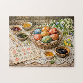 Quebra-cabeça Traditional Decorated Easter Eggs with Natural Dye