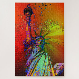 Quebra-cabeça Traje Psicodélico NYC Arco-Íris Colorido Estátua d