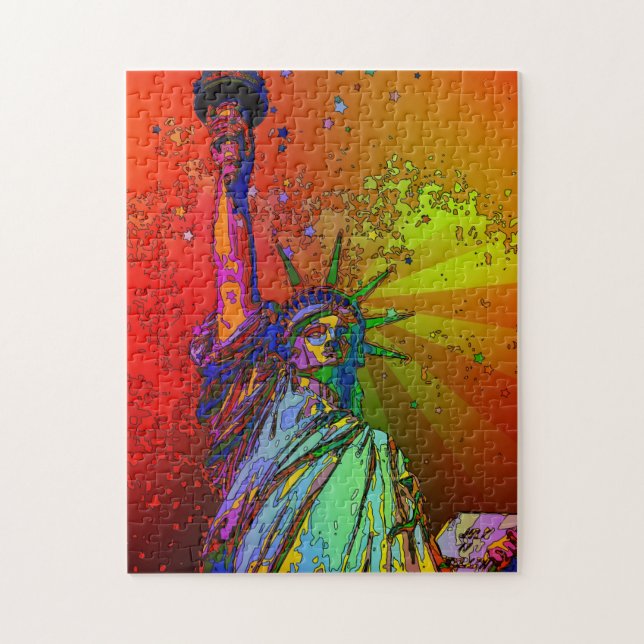 Quebra-cabeça Traje Psicodélico NYC Arco-Íris Colorido Estátua d (Vertical)