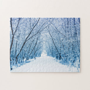 Quebra-cabeça Trajeto de floresta do inverno