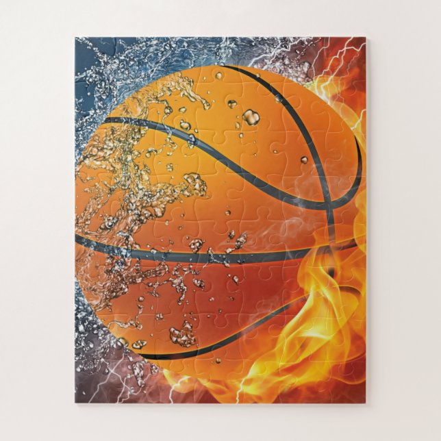 Quebra-cabeça Travesseiro decorativo de basquete flamejante (Vertical)