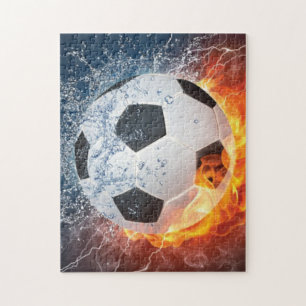 Quebra-cabeça Travesseiro decorativo Flaming de Futebol/Bola de