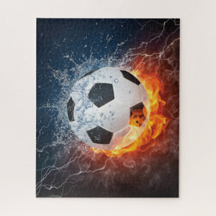Quebra-cabeça Travesseiro decorativo Flaming de Futebol/Bola de
