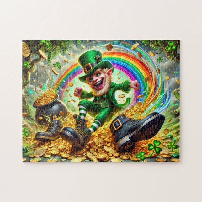 Quebra-cabeça Travessuras de Leprechaun, Cena Irlandesa Divertid (Horizontal)