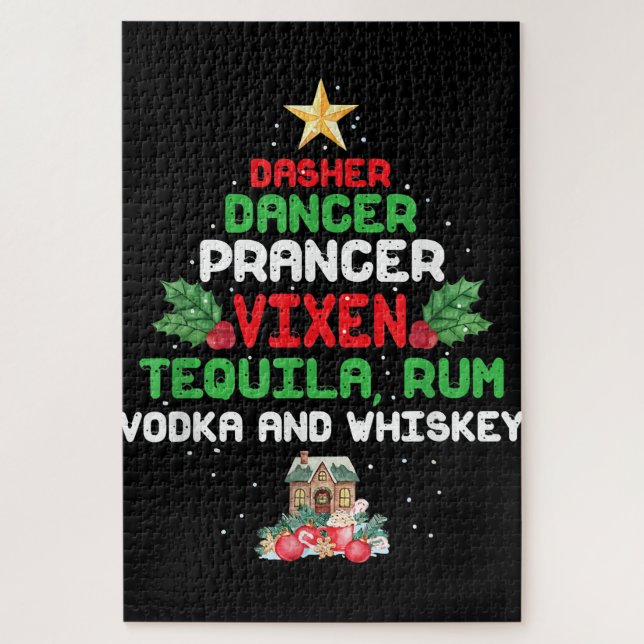 Quebra-cabeça Tree Dasher Dancer Prancer Vixen Tequila Whiskey (Vertical)