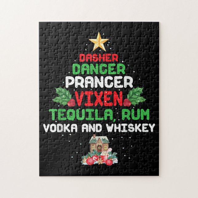 Quebra-cabeça Tree Dasher Dancer Prancer Vixen Tequila Whiskey (Vertical)