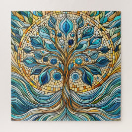Quebra-cabeça Tree of Life Shattered Glass Mosaic Aqua Blues