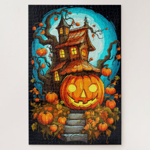 Quebra-cabeça Treehouse Assombrado Festivo Feliz Dia das Bruxa