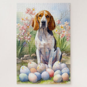 Quebra-cabeça Treeing Walker Coonhound com Ovos de Páscoa