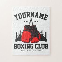 Quebra-cabeça Treinamento de boxe com luvas vermelhas no ringue 