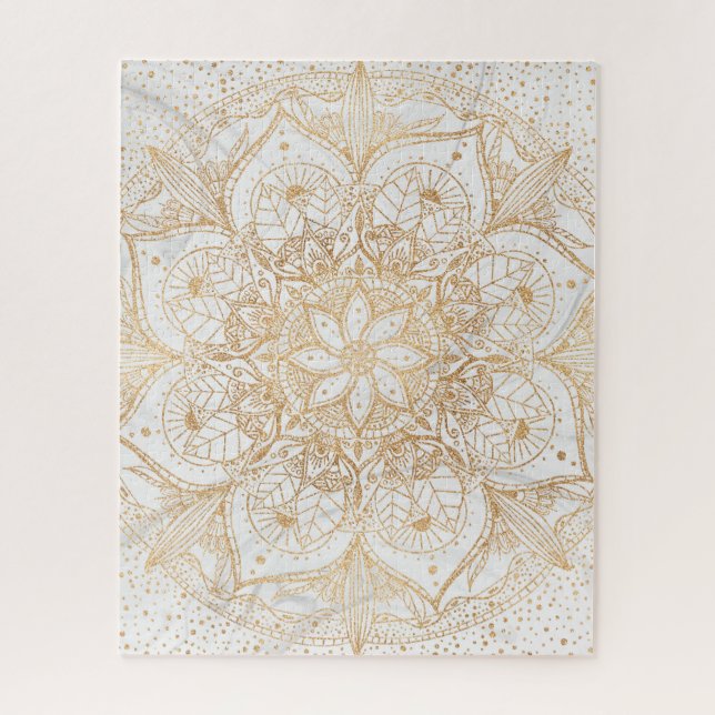 Quebra-cabeça Trendy Dourada Floral Mandala Marble Design (Vertical)