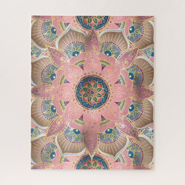 Quebra-cabeça Trendy Metallic Dourado e Pink Mandala Design (Vertical)