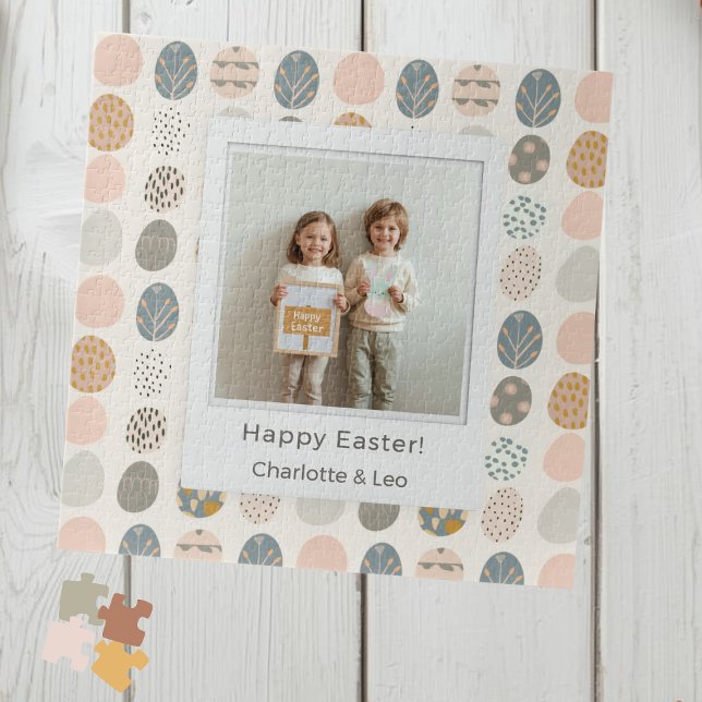 Quebra-cabeça Trendy Pastel Easter Photo Puzzle | Personalized (Criador carregado)