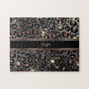 Quebra-cabeça Trendy Personalizado Leopard Dourado Luminter