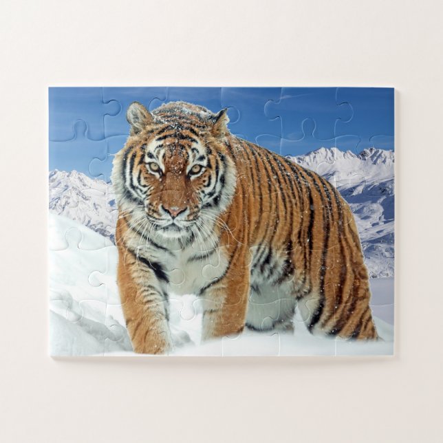 Quebra-cabeça Trendy Tiger Snow Mountain Animal Foto (Horizontal)