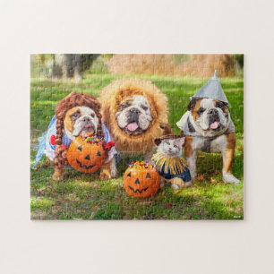 Quebra-cabeça Três Bulldogs Vestidos
