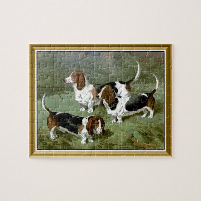 Quebra-cabeça Três Cães de Caça Basset (Horizontal)