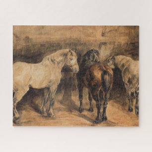 Quebra-cabeça Três Cavalos em seu Estável (Théodore Géricault)