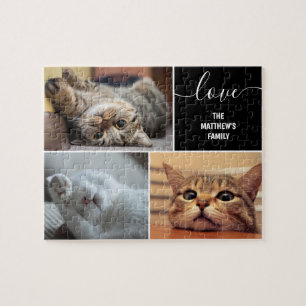 Quebra-cabeça Três fotos de colagem de gatos bonitos personaliz