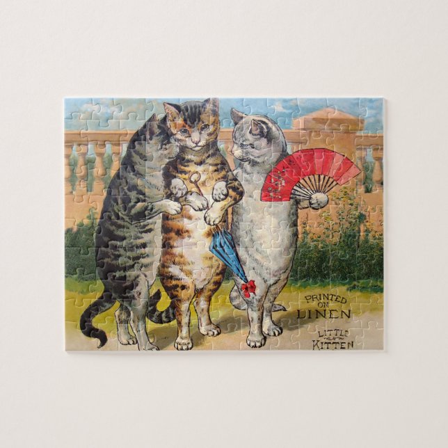 Quebra-cabeça Três Pequenos Gatinhos Ilustração da Mamãe Gansa (Horizontal)