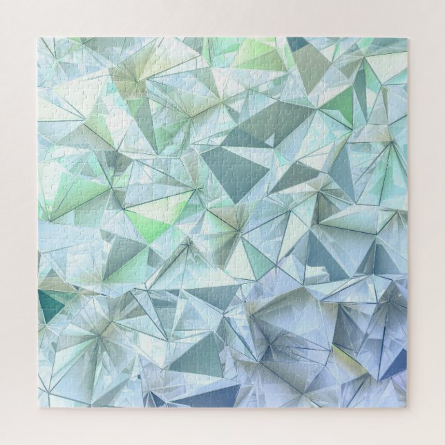 Quebra-cabeça Triângulo de cristal 3D, renderização ilustrativa. (Vertical)