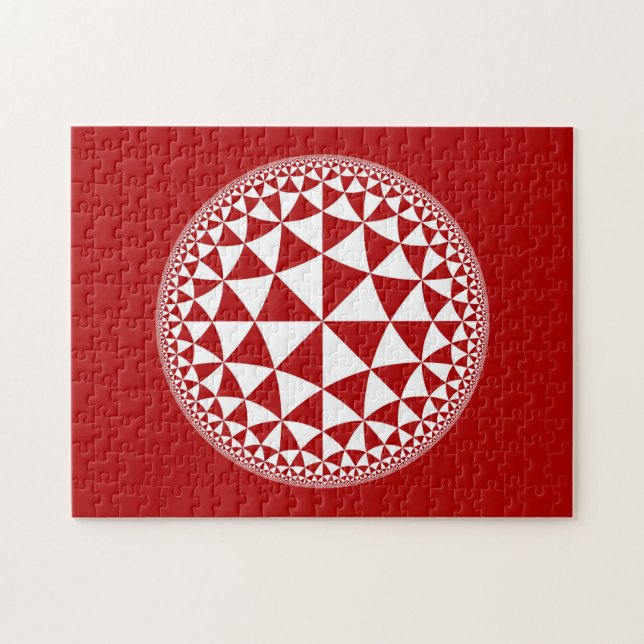 Quebra-cabeça Triângulo Vermelho e Branco Cheio Mandala (Horizontal)