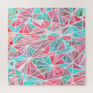 Quebra-cabeça Triângulos de aquarela, mosaico brilhante de verão