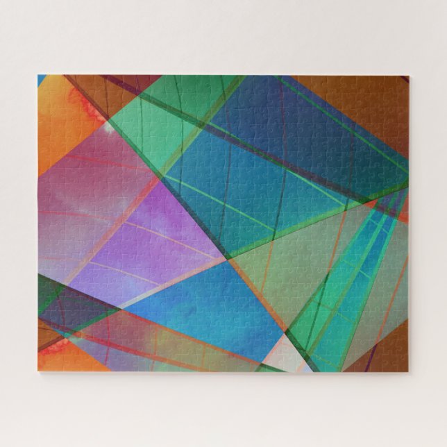 Quebra-cabeça Triângulos modernos e coloridos, formas trapezoide (Horizontal)