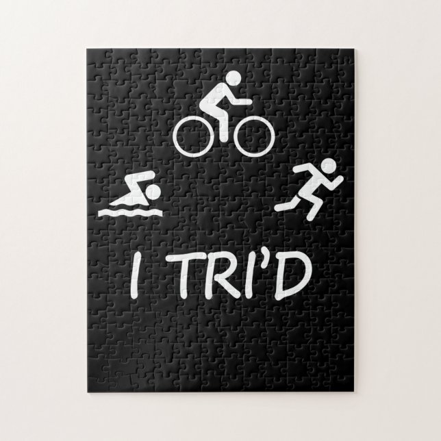 Quebra-cabeça Triathleta Biking Correndo Nadando Triatlo T-Shi (Vertical)