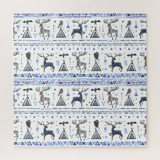 Quebra-cabeça Tribal, animais sonham, sem problemas. (Vertical)