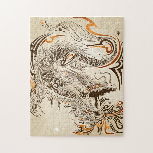 Quebra-cabeça tribal da foto do dragão 10x14 do (Vertical)