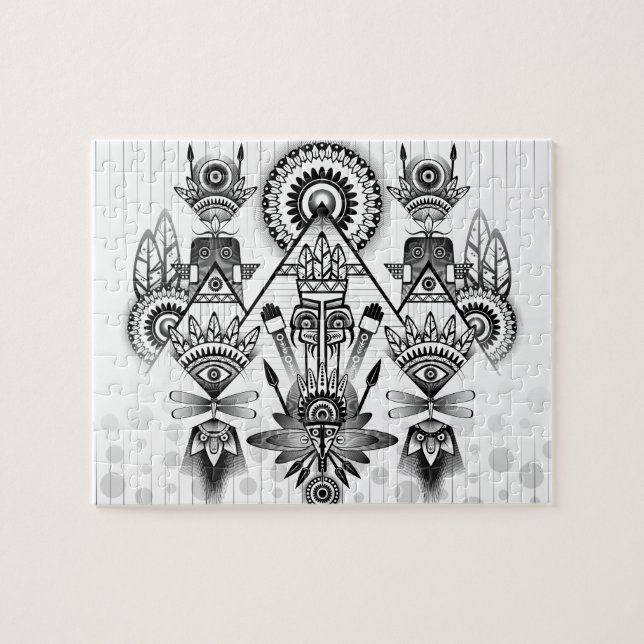 Quebra-cabeça Tribal Nativo abstrato (Horizontal)