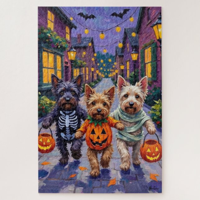 Quebra-cabeça Tricôes de Skye Terrier no Halloween (Vertical)