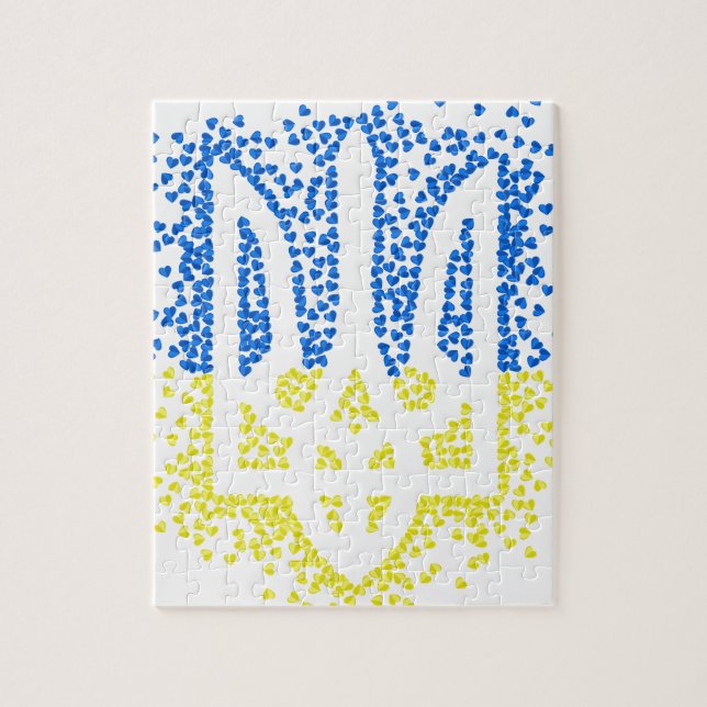 Quebra-cabeça Tridente de emblem ucraniano trizub espalhando cor (Vertical)