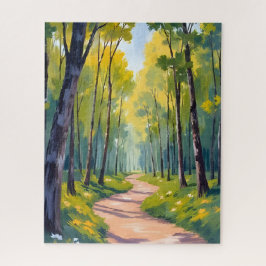 Quebra-cabeça Trilha de Primavera | Floresta Verde Aquarela Natu
